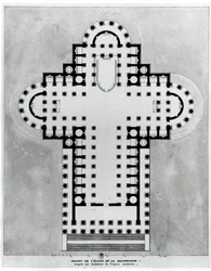 Projecto para a igreja da Madeleine. Desenho. Arquitectura de Étienne-Louis Boullée (Étienne Louis Boullée), arquitecto francês (1728-1799).