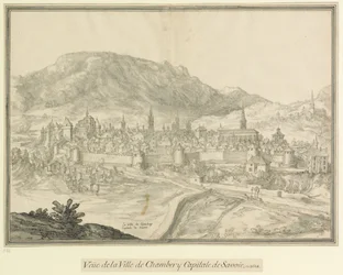 A cidade de Chambery  Capital da Saboia: Veüe de la Ville de Chambéry Capital da Saboia, em 1618
