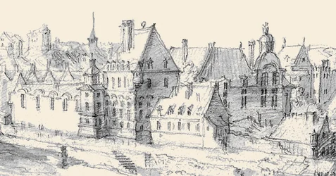 Martellange, Vista de Paris 1620 - Museu Ashmolean (pormenor com Hôtel de Nevers) (adaptado)
