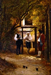 Jogar Boules (óleo a bordo)