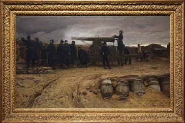 Peça de artilharia pesada francesa no cerco de Paris, 1872
