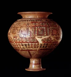 Civilização etrusca: vaso olla do túmulo 3, necrópole de Buccacce a Bisenzio - século VII a.C.