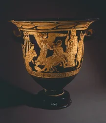 Krater (jarro grande) do Pintor Nepi. Cerâmica de algarismos vermelhos de Corchiano (Lazio). Civilização Etrusca, Século IV AC.