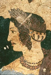 Retrato de Velia Spurinna - Detalhe - Fresco, século IV a.C.