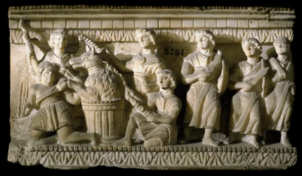 Arte etrusca: "Ulisses e seus companheiros durante seu encontro com Circe" (Odyssee d