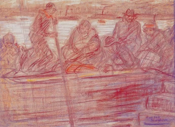 Refugiados (com a mãe Van Mieghem) no ferry