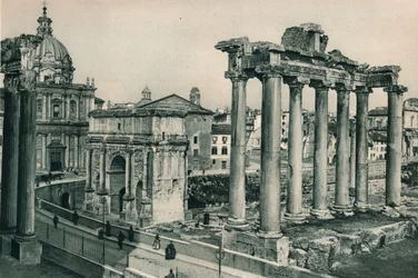 Fórum Romano com o Arco de Septímio Severo, Roma, Itália, 1927