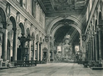 Interior da Basílica de Santa Maria em Ara Coeli, no Monte Capitolino, Roma, Itália, 1927