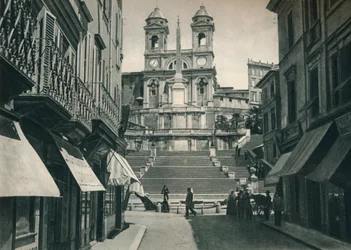 Escadaria de Espanha e Igreja de Trinita dei Monti, Roma, Itália, 1927