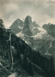 Vista do Grupo Brenta, Madonna di Campiglio, Dolomitas, Itália, 1927