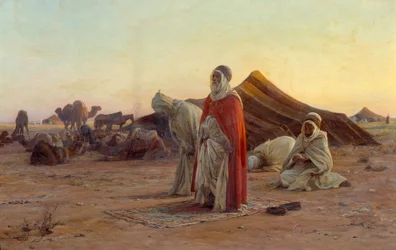 Tenda no deserto - A oração. Pormenor. Pintura de Eugène Alexis Girardet (1853-1907). Século XIX. Baiona, Museu Bonnat