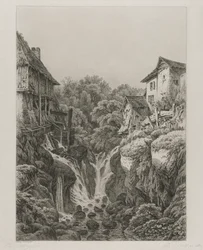 O Moinho e Cachoeira de Grésy perto de Aix-les-Bains