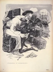 Civilização e sifilização, p. 1863 gravado por Grandjouan de The Butter Plate, pub. 10 de janeiro 1903