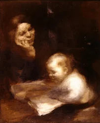 Leitura de Mãe e Filho (óleo sobre tela)