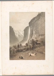 Piquenique com vista para a cascata de Staubbach
Le Staubbach (título sobre o objecto)
La Suisse et la Savoie (título da série)
Vistas da Suíça e da Sabóia (título da série sobre o objecto)