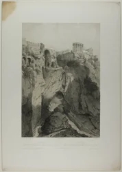 Tivoli: Os Templos de Vesta e da Sibila e Ruínas da Gruta de Netuno, placa dezenove de Italie Monumentale et Pittoresque
