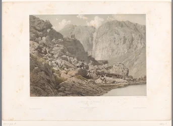 Caminhantes no Furka Pass Chemin de la Furka (título no objeto) Faces na Suíça e Savoy (título da série) La Suisse et la Savoie (título da série no objeto)