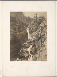 Zicht op de Bérard-waterval
Vista geral da queda de água de Bérard (título sobre o objecto)
Gezichten em Zwitserland, Savoye en Tirol (título da série)
Suíça, Sabóia e Tirol (título da série sobre o objecto)
