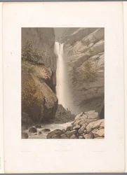 Vista da cascata do Dard
Cascade du Dard (título sobre o objecto)
Vistas da Suíça, Sabóia e Tirol (título da série)
La Suisse, la Savoie et le Tyrol (título da série sobre o objecto)