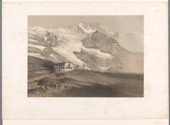 Vista do Jungfrau de Kleine Scheidegg La Jungfrau vue de la petite Scheideck (título no objeto) Rostos na Suíça e Savoy (título da série) La Suisse et la Savoie (título da série no objeto)