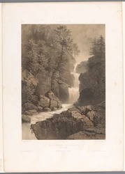 Vista da cascata de Reichenbach
Chûte, inférieure du Reichenbach (título sobre o objecto)
Vistas da Suíça e da Sabóia (título da série)
La Suisse et la Savoie (título da série sobre o objecto)