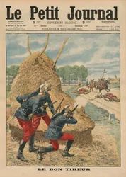 Um bom tiro, ilustração da capa do &39;Le Petit Journal&39;, suplemento ilustre, 8 de novembro de 1914
