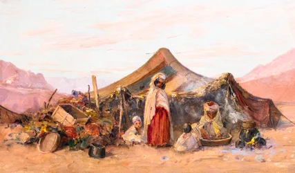 Acampamento nómada no sul da Argélia (óleo sobre madeira)