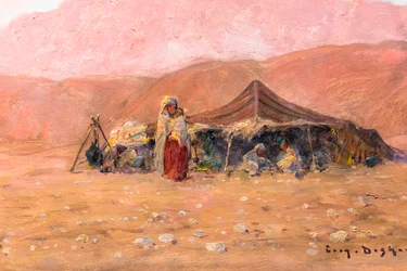 Acampamento nómada no sul da Argélia (óleo sobre madeira)