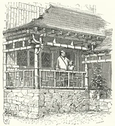 Antiga casa chinesa construída em bambu