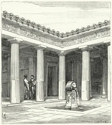 Pátio dórico de uma casa grega antiga