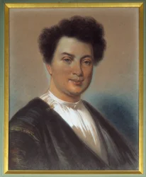 Retrato de Alexandre Dumas Pere (1802-1870) Pintura em pastel de Eugene Giraud (1806-1881) 1830. Villers Cotterets, Musee Alexandre Dumas