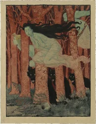 Três mulheres e três lobos, cerca de 1892
