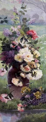 Flores sazonais - primavera. Pintura de Eugene Henri Cauchois (1850-1911) Coleção particular.