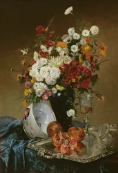 Ainda vida com flores e romãs