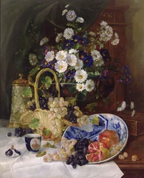 Natureza-morta com flores e fruta