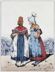 Two Women, Cairo Square - in "Souvenirs of a loafer" de Eugène Forest, ed. Delpech, Paris, v.1830