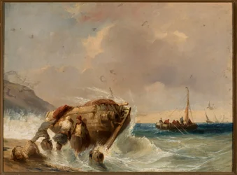 Barco de pesca à beira-mar
