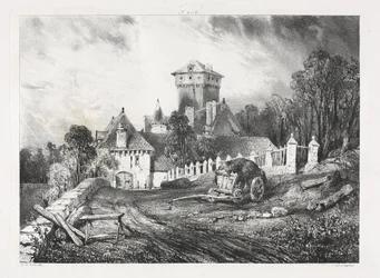 Viagens pitorescas e românticas na França antiga, Auvergne: Château de Pesteil em Polminhac