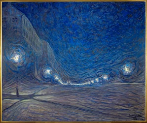 Rua Hornsgatan em Estocolmo à noite (óleo sobre tela)