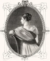 Retrato de Madame Recamier (1777-1849) gravado por Antoine Auguste Ernest Hebert (1817-1908)