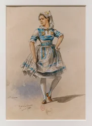 O Korrigane. Ballet de Charles-Marie Widor, modelo de fantasia. 1880, caneta, aguarela e guache sobre papel.