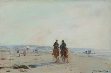 Dois Cavaleiros na Praia, c.1864-68 (pastel sobre papel colocado no papel)