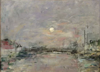 Crepúsculo na doca comercial em Le Havre, c.1892-94