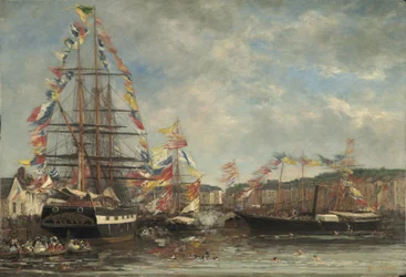 Festival no porto de Honfleur, 1858 (óleo sobre madeira)
