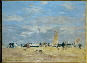 La jetee de Deauville" - Pintura de Eugene Louis Boudin (1824-1898) 19eme Altura: 0,235 m - Largura: 0,325 m Paris, Musée d