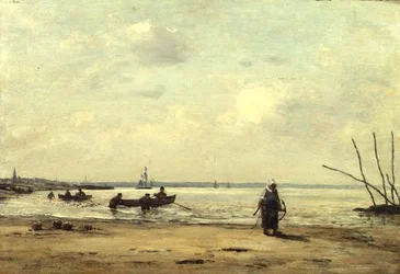Maré baixa perto de Honfleur, c.1864-66 (óleo sobre painel)