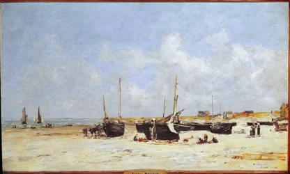 Na praia de Berck, Pas-de-Calais (óleo sobre tela