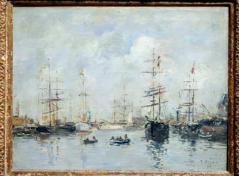 Veleiros no porto, Deauville em 1896 Pintura de Eugene Louis Boudin (1824-1898) 1896 Sol. 0,26 X 0,35 m Lyon, musee des Beaux Arts