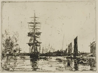 Seascape com barcos
