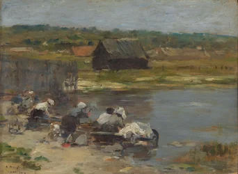 Lavadeiras à beira da lagoa